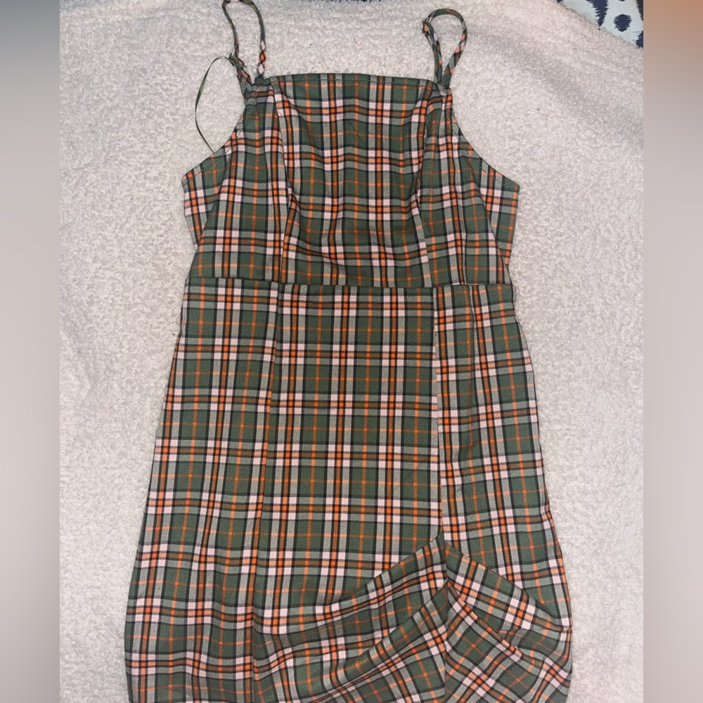Urban outfitters plaid mini dress with cut out back